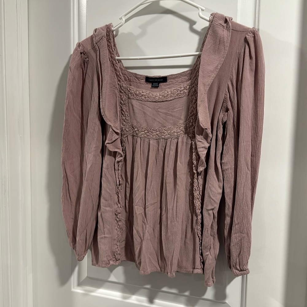 American Eagle Flowy Pink Boho Top